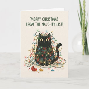 Zwarte Kat Stoute Lijst Kerstkaart Kaart