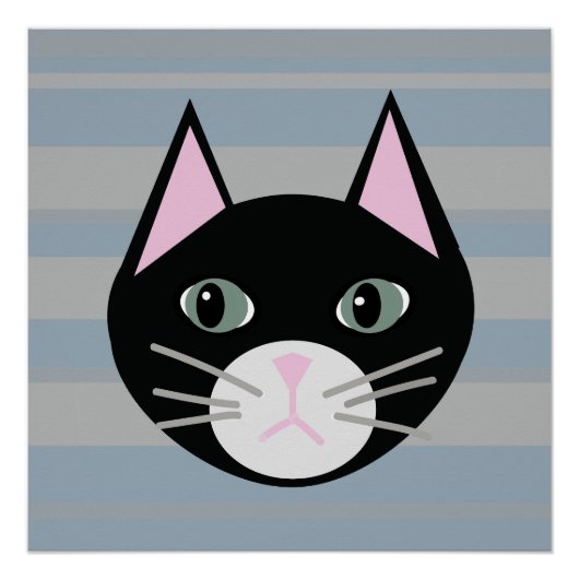 Zwarte kat, strepen perfect poster (Voorkant)