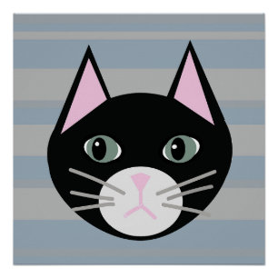 Zwarte kat, strepen perfect poster