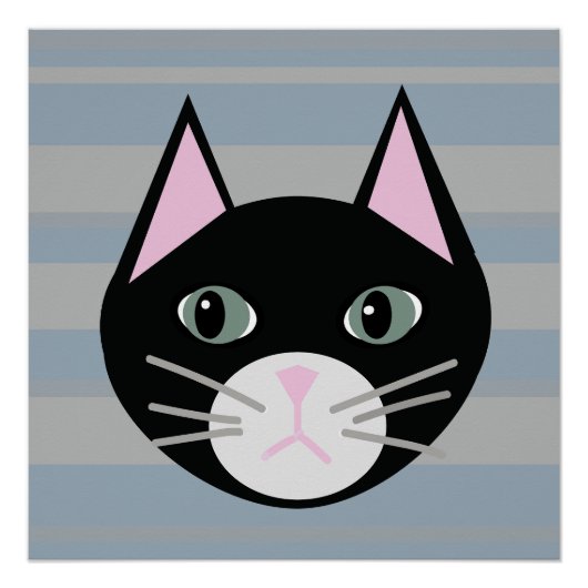 Zwarte kat, strepen perfect poster (Voorkant)