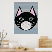 Zwarte kat, strepen poster (Keuken)