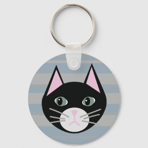 Zwarte kat, strepen sleutelhanger