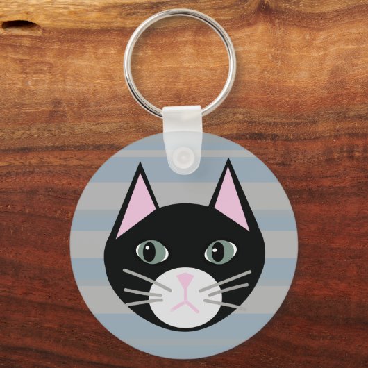 Zwarte kat, strepen sleutelhanger (Voorkant)