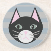 Zwarte kat, strepen zandsteen onderzetter (Voorkant)