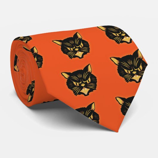Zwarte kat stropdas (Opgerold)