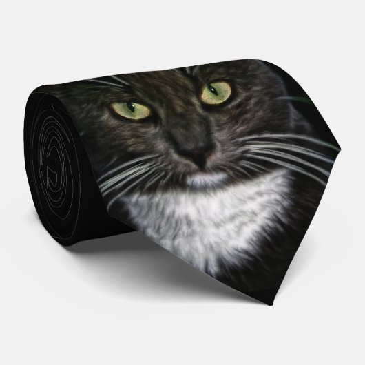 Zwarte kat stropdas (Opgerold)