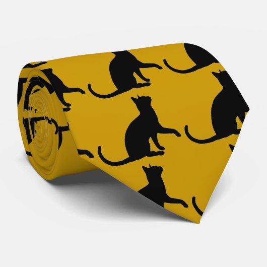 Zwarte kat Stropdas t (Opgerold)