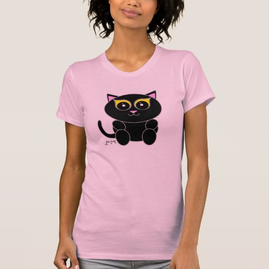 Zwarte kat t-shirt (Voorkant)