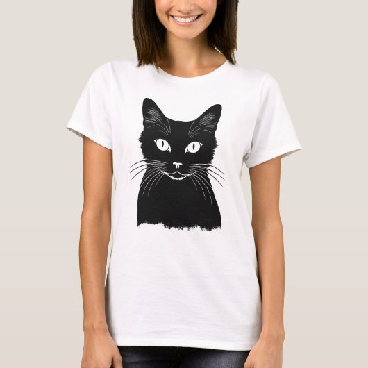 Zwarte kat t-shirt (Voorkant)