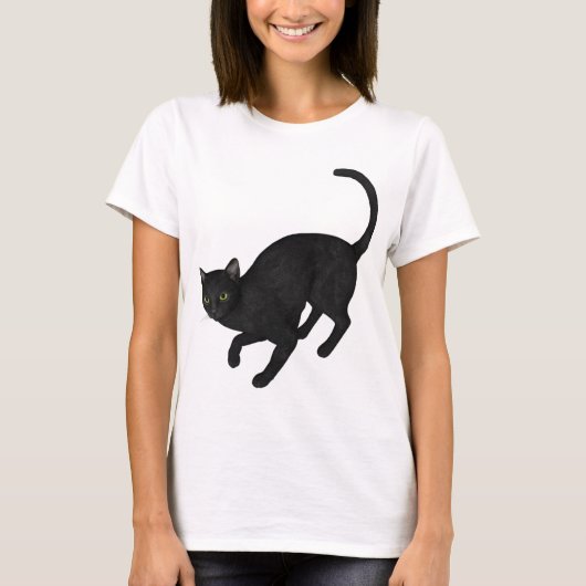 zwarte kat t-shirt (Voorkant)