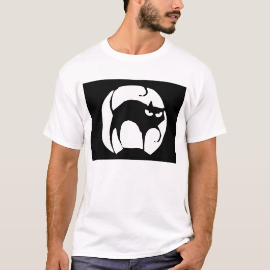 zwarte kat t-shirt (Voorkant)
