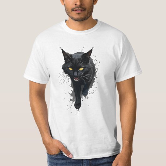Zwarte kat t-shirt (Voorkant)