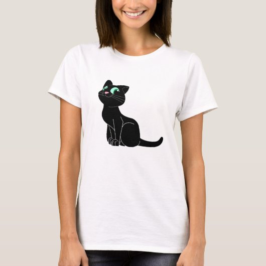 zwarte kat t-shirt (Voorkant)