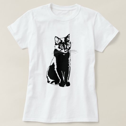 Zwarte kat t-shirt (Design voorkant)