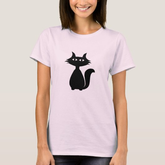 Zwarte kat t-shirt (Voorkant)