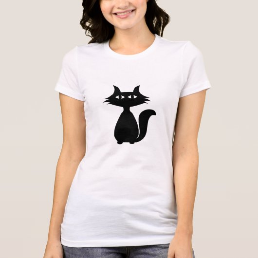 Zwarte kat t-shirt (Voorkant)
