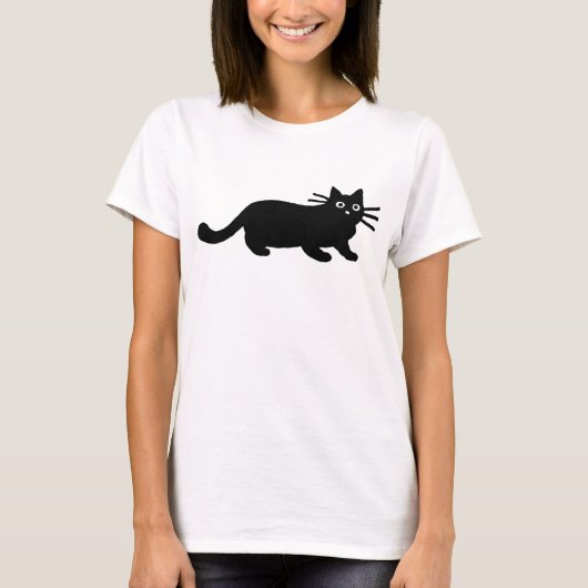 Zwarte kat t-shirt (Voorkant)