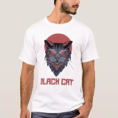 Zwarte kat t-shirt (Voorkant)