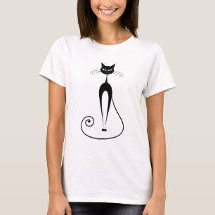 Zwarte kat t-shirt
