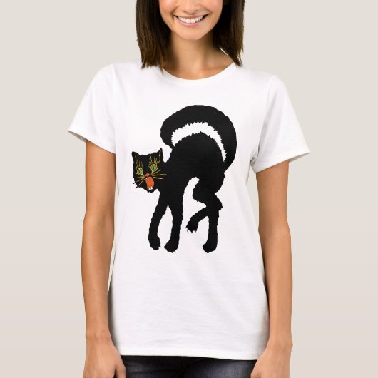  zwarte kat T-shirt (Voorkant)