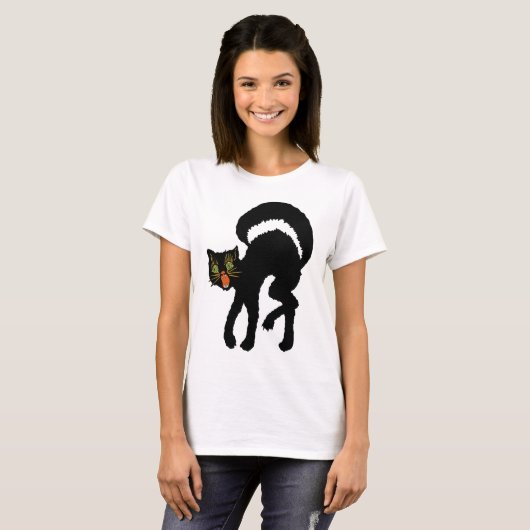  zwarte kat T-shirt (Voorkant volledig)