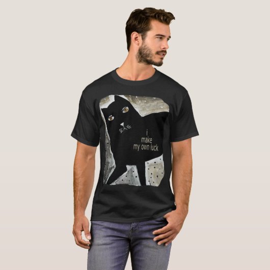 Zwarte kat t-shirt (Voorkant volledig)