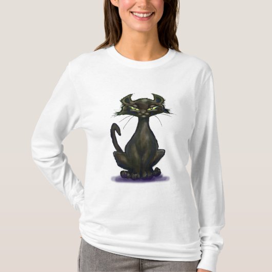 Zwarte kat t-shirt (Voorkant)
