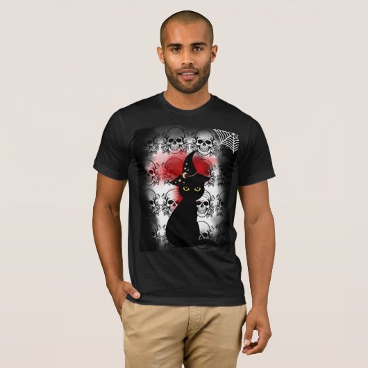 Zwarte kat t-shirt (Voorkant volledig)