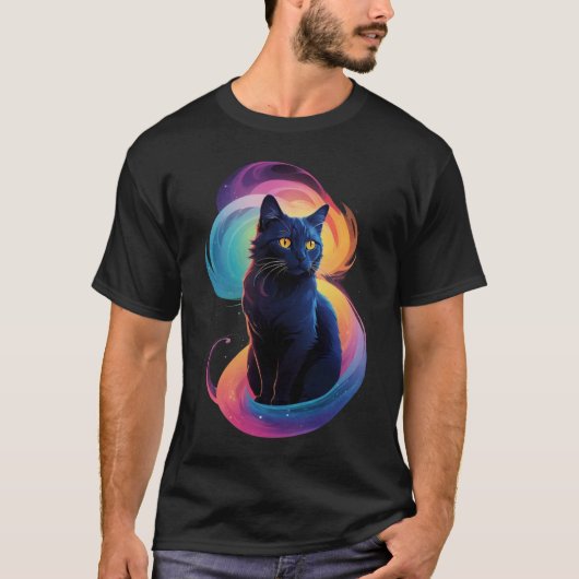zwarte kat t-shirt (Voorkant)