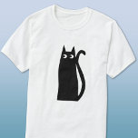 Zwarte kat t-shirt<br><div class="desc">Een leuke en gelukkige zwarte poes,  ideaal voor dierenvrienden. Originele kunst van Nic Squirrell.</div>