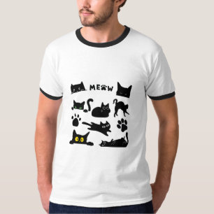 Zwarte kat t-shirt