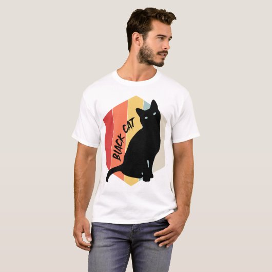 Zwarte kat t-shirt (Voorkant volledig)