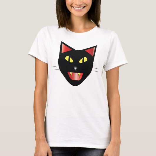 Zwarte kat t-shirt (Voorkant)