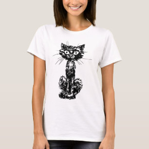 Zwarte kat t-shirt