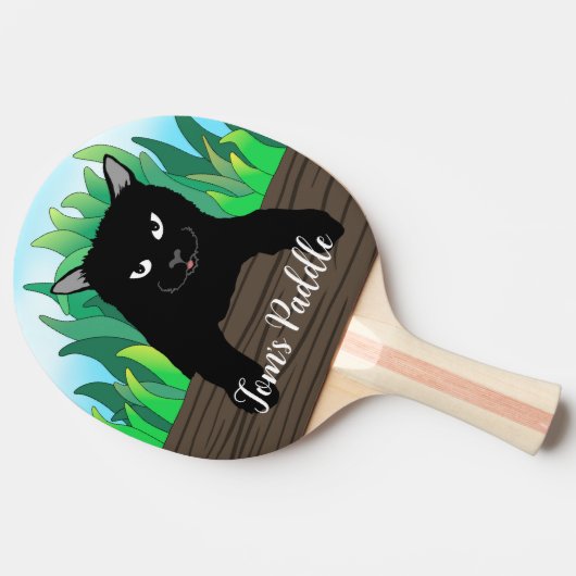 Zwarte kat tafeltennisbatje (Zijkant)