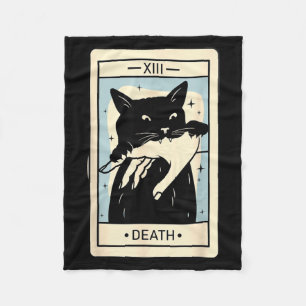 Zwarte Kat Tarot Dood Halloween Heksachtige Katten Fleece Deken