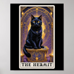 Zwarte kat Tarot Kaart De kluizenaar Halloween Kin Poster
