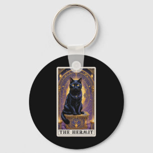 Zwarte kat Tarot Kaart De kluizenaar Halloween Kin Sleutelhanger