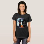 Zwarte kat te schattig om eng te zijn t-shirt (Voorkant volledig)