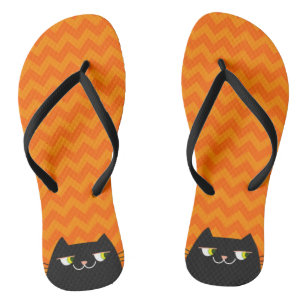 Zwarte kat teenslippers