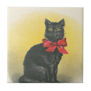 Zwarte kat tegeltje