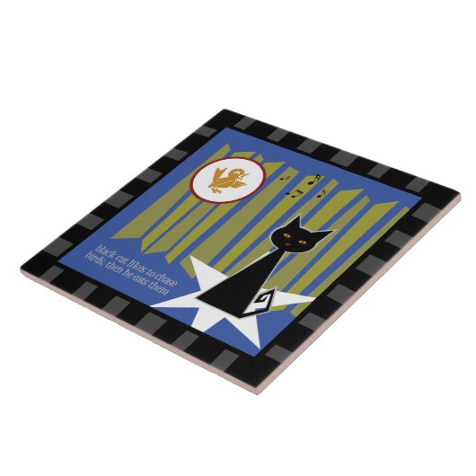 Zwarte kat tegeltje (Zijkant)