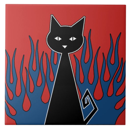 Zwarte kat tegeltje (Voorkant)