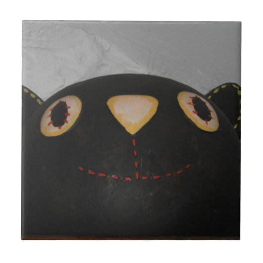 Zwarte kat tegeltje (Voorkant)