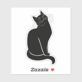 Zwarte kat tekening sticker