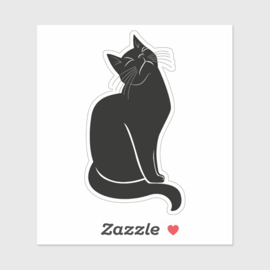 Zwarte kat tekening sticker (Vel)