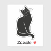 Zwarte kat tekening sticker (Vel)