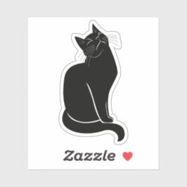 Zwarte kat tekening sticker