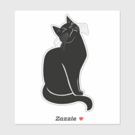 Zwarte kat tekening sticker