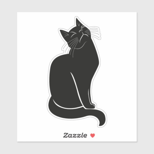 Zwarte kat tekening sticker (Vel)